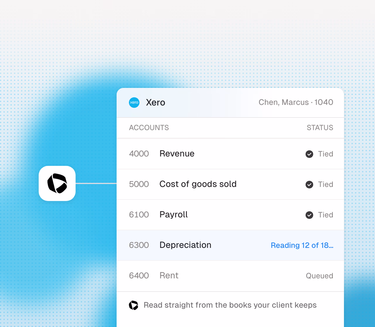 Cranston reading the books account by account in Xero