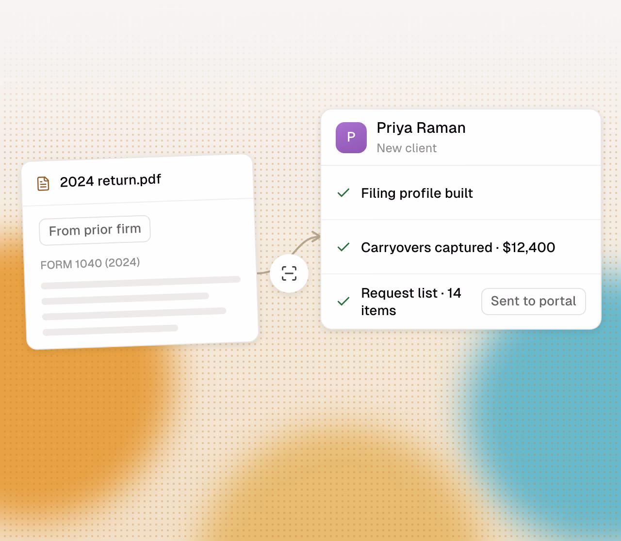 A prior-year return PDF read into a working client profile.